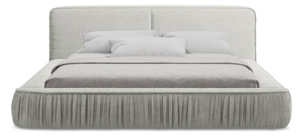 Svetlosivá čalúnená dvojlôžková posteľ s úložným priestorom s roštom 140x200 cm Keoni – Makamii