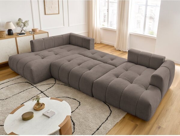 Taupe rozkladacia/s úložným priestorom rohová pohovka (ľavý roh/do tvaru "U") Fuji – Bobochic Paris