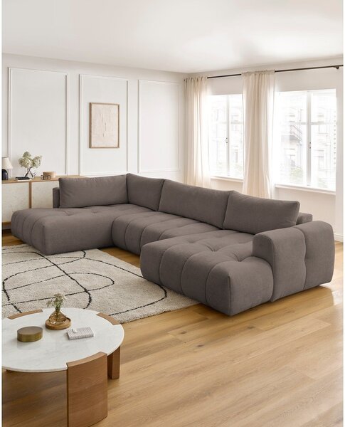Taupe rozkladacia/s úložným priestorom rohová pohovka (ľavý roh/do tvaru "U") Fuji – Bobochic Paris