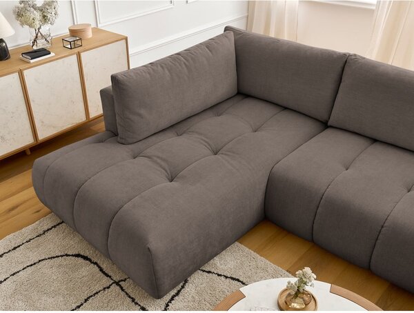 Taupe rozkladacia/s úložným priestorom rohová pohovka (ľavý roh/do tvaru "U") Fuji – Bobochic Paris