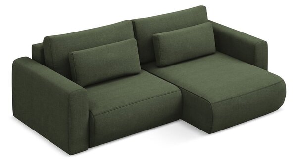 Khaki rozkladacia/s úložným priestorom rohová pohovka (pravý roh/s leňoškou) Kapua – Makamii
