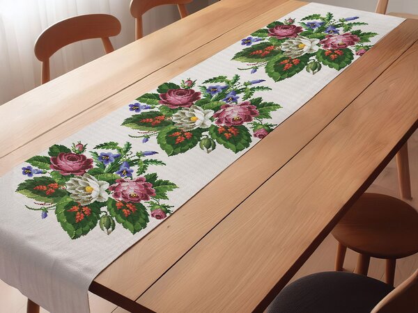 WALIA® Kuchynský behúň VYŠÍVANÉ KVĚTY 45x140 cm
