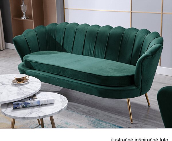 KONDELA Lavica v štýle Art-deco, smaragdová Velvet látka/gold chróm-zlatý, NOBLIN