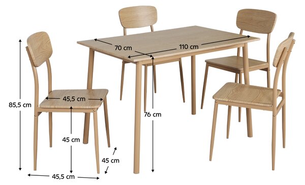 KONDELA Jedálenský set 1+4, dub prírodný, LAMIR