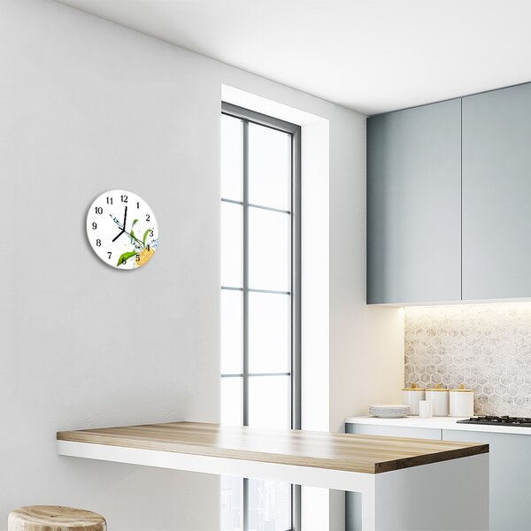 Sklenené hodiny okrúhle Citrón fi 30 cm