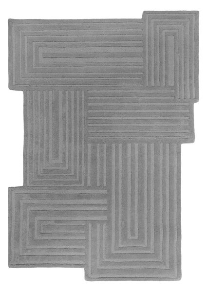 Sivý ručne tkaný vlnený koberec 160x230 cm Zen Rectangles – Flair Rugs
