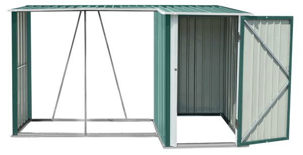 KONDELA Prístrešok na drevo s kôlňou, 270x104x159 cm, tmavozelená, ARPOL TYP 2