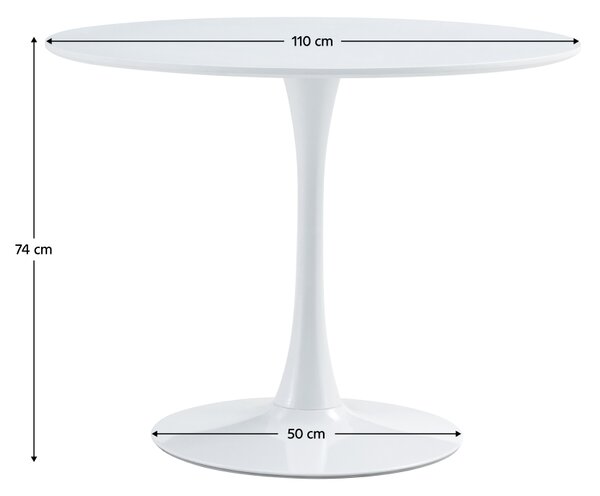 Kondela Jedálenský stôl, okrúhly, biela matná, priemer 110 cm, REVENTON NEW