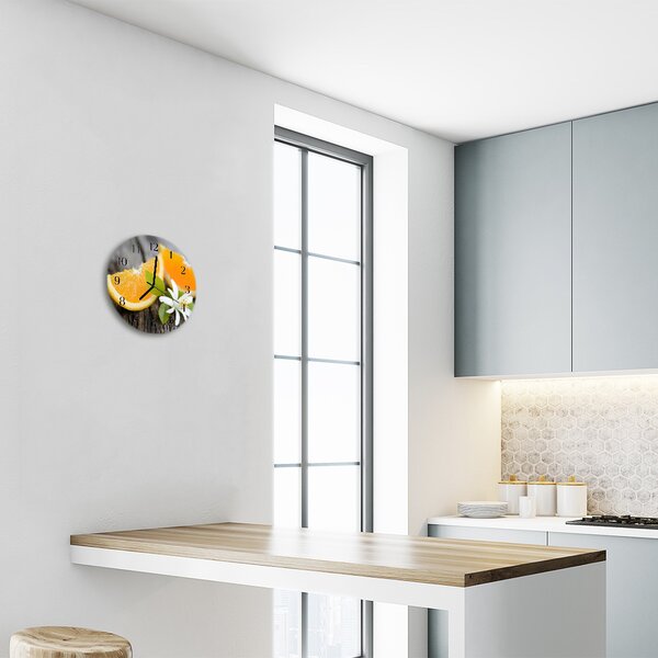 Sklenené hodiny okrúhle Citrón fi 30 cm