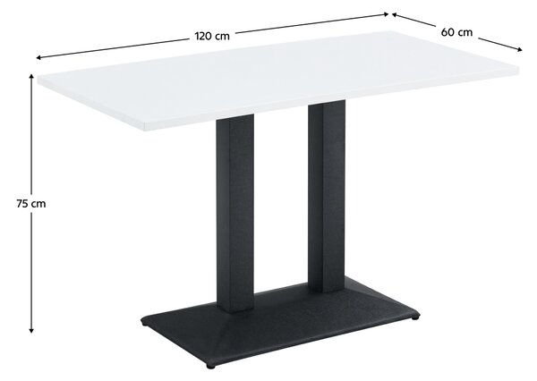 KONDELA Jedálenský bistro stôl, biela/čierna, 120x60 cm, RINALDO TYP 2