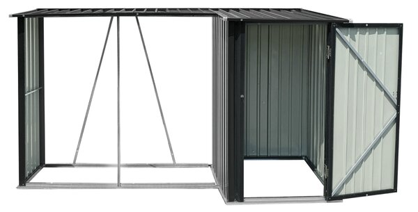 KONDELA Prístrešok na drevo s kôlňou, 270x104x159 cm, antracit, ARPOL TYP 2