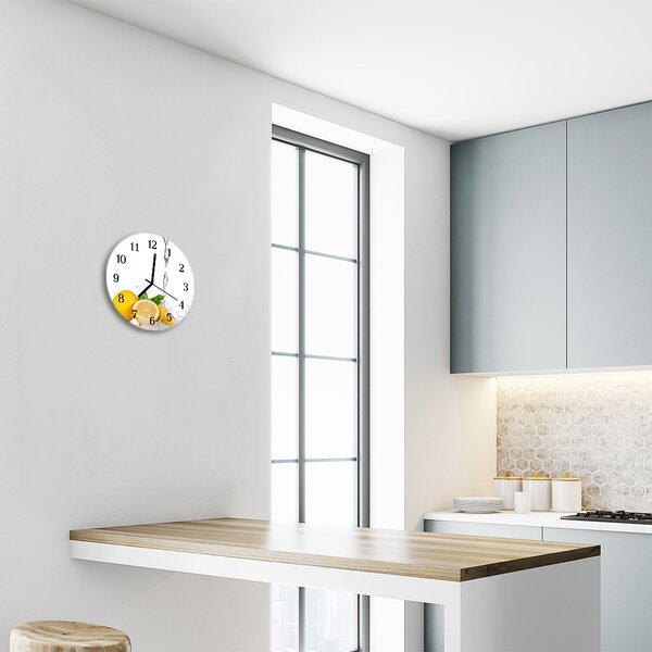 Sklenené hodiny okrúhle Citróny fi 30 cm