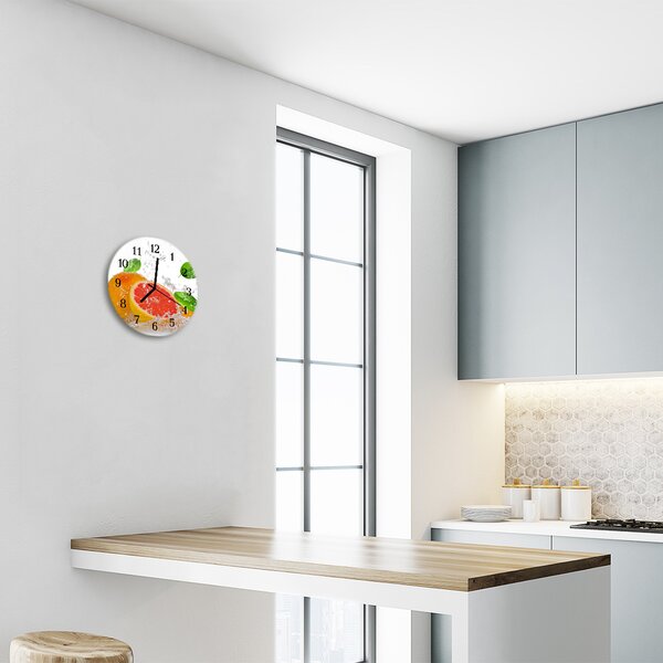 Sklenené hodiny okrúhle Grapefruit fi 30 cm