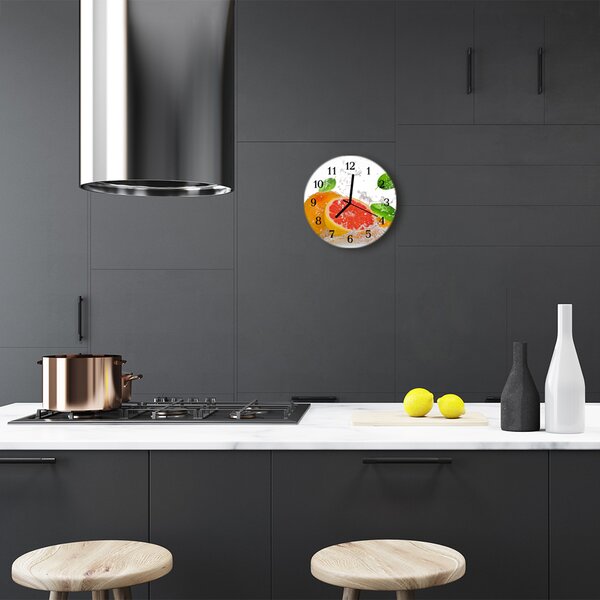 Sklenené hodiny okrúhle Grapefruit fi 30 cm