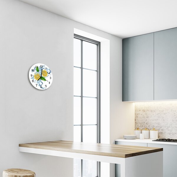 Sklenené hodiny okrúhle Citrón fi 30 cm