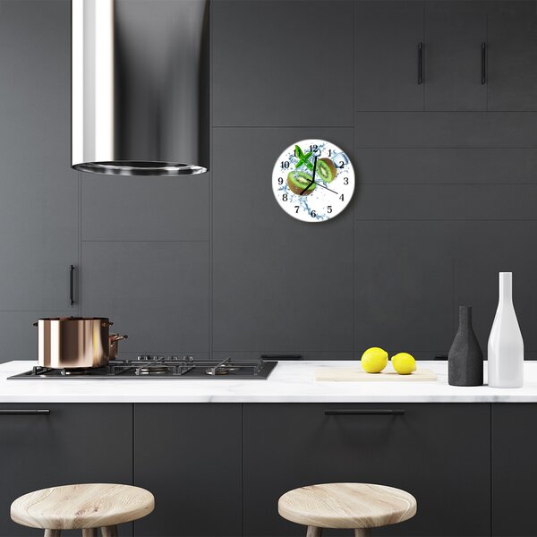 Sklenené hodiny okrúhle Kiwi fi 30 cm