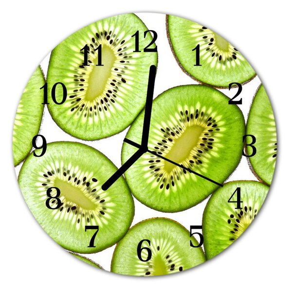 Sklenené hodiny okrúhle Kiwi fi 30 cm