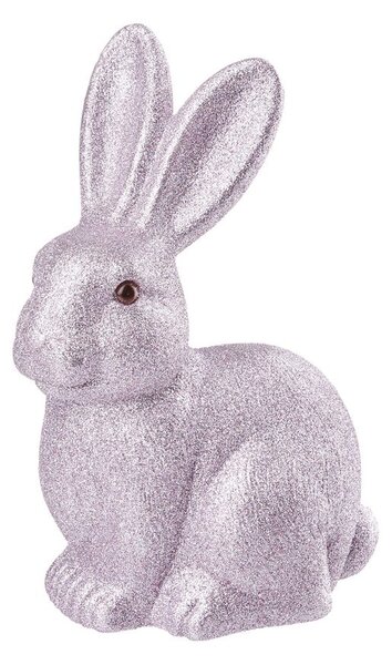 EASTER Veľkonočný trblietavý zajačik 22 cm - sv.fialová