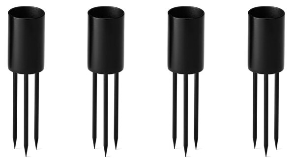 Zapichovací svietnik na sviečku Black Medium– set 4 ks