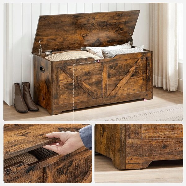 Úložný box s vekom TAYLOR 100x40 cm, rustikálne hnedý