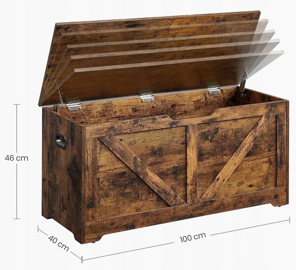 Úložný box s vekom TAYLOR 100x40 cm, rustikálne hnedý