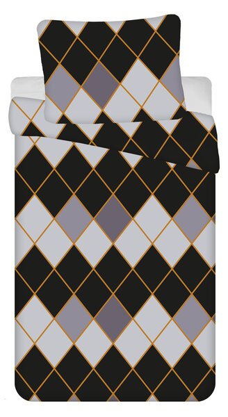 Jerry Fabrics Posteľná bielizeň z mikrovlákna 140x200 + 70x90 cm - Káry čierna