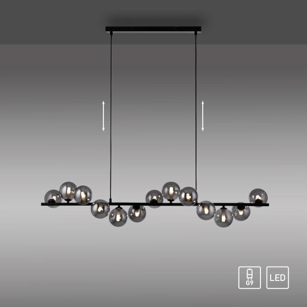 Schöner Wohnen 14504-18 - LED závesný luster DUBAI 13xG9/3W/230V čierna/dymová