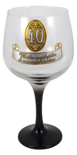Výročný pohár na víno 650 ml – zlaté číslo 40, Všetko najlepšie k narodeninám (*)