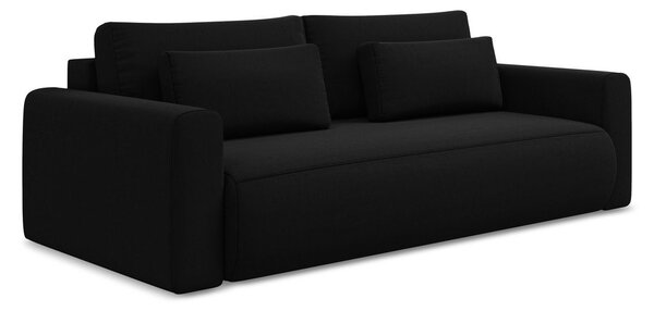 Čierna zamatová rozkladacia/s úložným priestorom pohovka 238 cm Kapua – Makamii