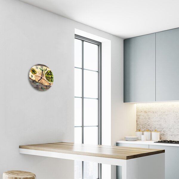 Sklenené hodiny okrúhle Drevené olivy fi 30 cm