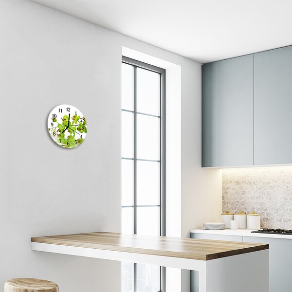 Sklenené hodiny okrúhle Orchidea fi 30 cm