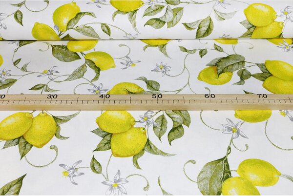 Dekoračná látka Bavlna Panama Citróny, šírka 140 cm Farba Žltá Rozmery Šírka 140 cm