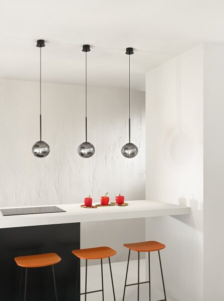 Ondaluce - Lustr na lanku JEWEL 1xE14/10W/230V pr. 17 cm čierna/dymová čierna