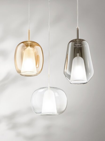 Ondaluce - Luster na lanku THELMA 1xE27/15W/230V pr. 19 cm čierna/dymová sivá