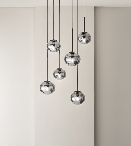Ondaluce - Lustr na lanku JEWEL 1xE14/10W/230V pr. 17 cm čierna/dymová čierna
