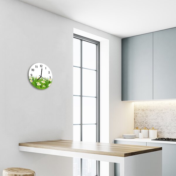 Sklenené hodiny okrúhle Sedmokráska fi 30 cm