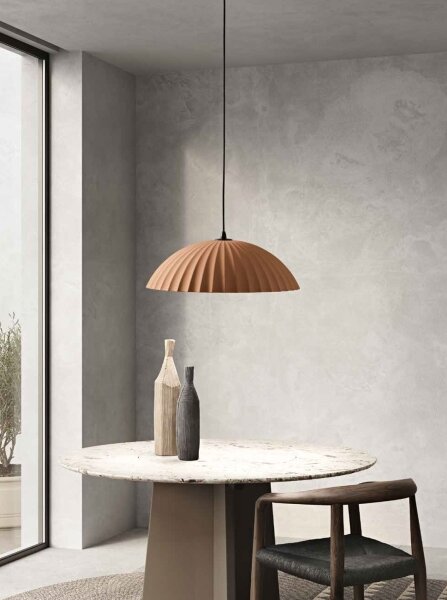 Ondaluce - Závesný luster RUSTIC na lankách 1xE27/15W/230V, priemer 50 cm, betón/hnedá