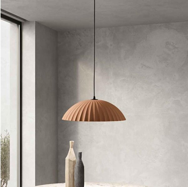 Ondaluce - Závesný luster RUSTIC na lankách 1xE27/15W/230V, priemer 50 cm, betón/hnedá