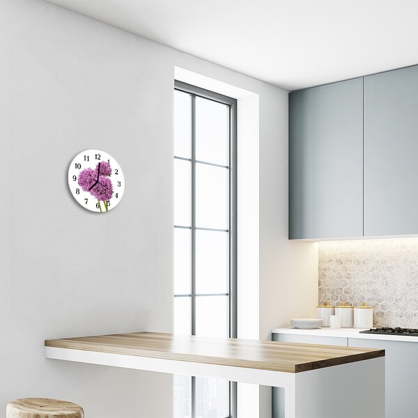 Sklenené hodiny okrúhle Kvetina fi 30 cm
