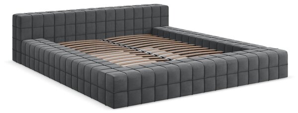 Tmavosivá čalúnená dvojlôžková posteľ s roštom 140x200 cm Akela – Makamii