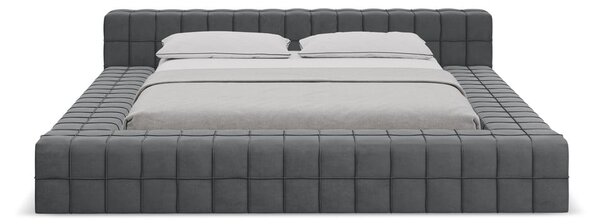 Tmavosivá čalúnená dvojlôžková posteľ s roštom 140x200 cm Akela – Makamii