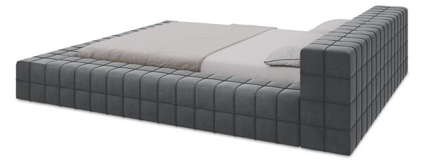 Tmavosivá čalúnená dvojlôžková posteľ s roštom 140x200 cm Akela – Makamii