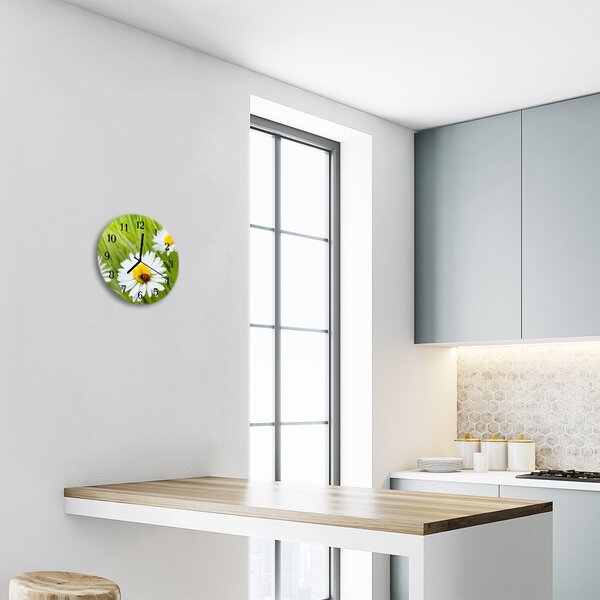 Sklenené hodiny okrúhle Sedmokrásky fi 30 cm
