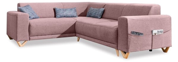 Ružová rozkladacia/s úložným priestorom rohová pohovka (ľavý roh/do L) Classy Sophie – Miuform