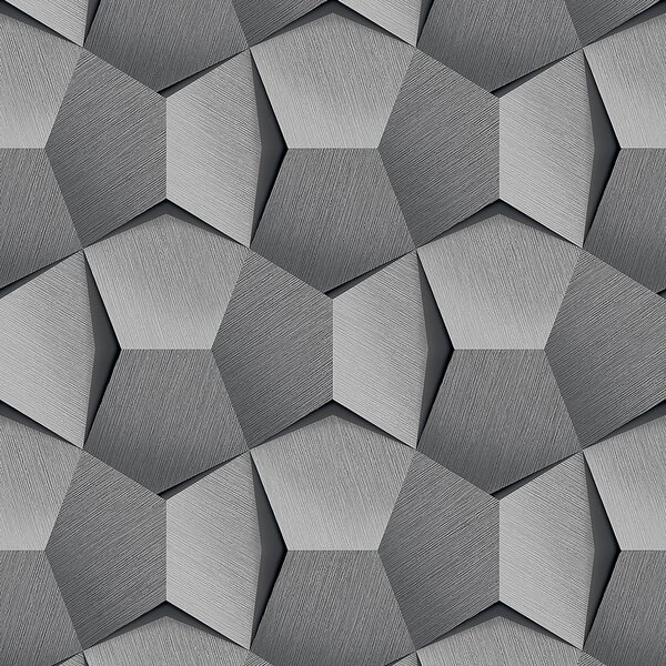 Vavex, Sivá vliesová 3D tapeta geometrický vzor A54601, Vavex 2024, rozmery 0,53 x 10 m