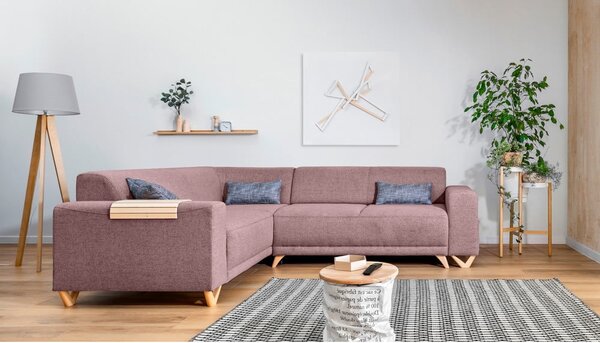 Ružová rozkladacia/s úložným priestorom rohová pohovka (ľavý roh/do L) Classy Sophie – Miuform