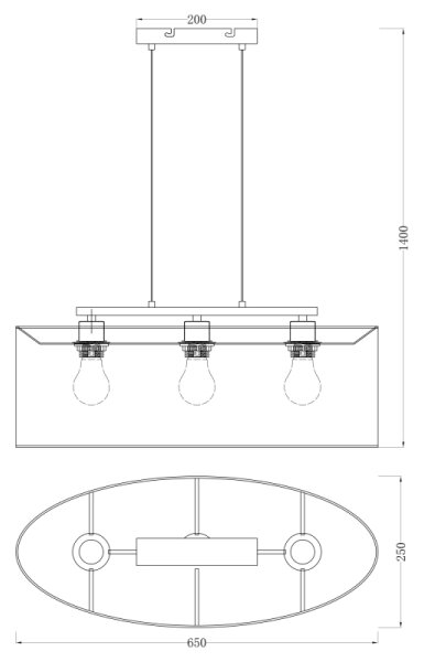 GLOBO 15187H2 - Luster AMY 3xE27/60W/230V