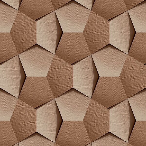 Hnedá vliesová 3D tapeta geometrický vzor A54602, Vavex 2024