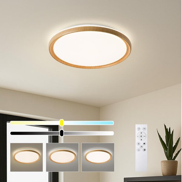 Brilagi-LED stmievateľné stropné svietidlo RIVO LED/72W/230V 3000-6000K drevený dekor pr. 50 cm + diaľkové ovládanie