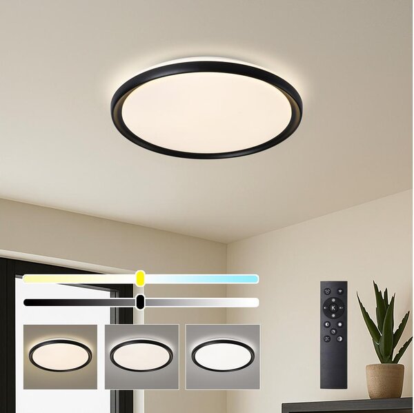 Brilagi - RIVO LED stmievateľné stropné svietidlo LED/72W/230V 3000-6000K, čierne, priemer 50 cm, s diaľkovým ovládaním